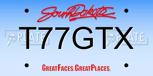 T77GTX South Dakota License Plate