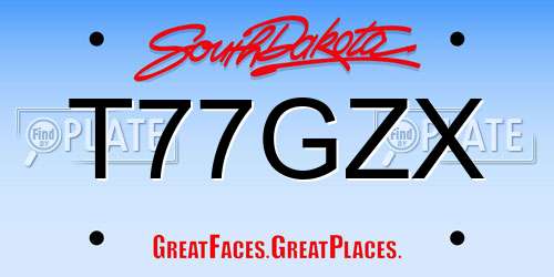 T77GZX South Dakota License Plate