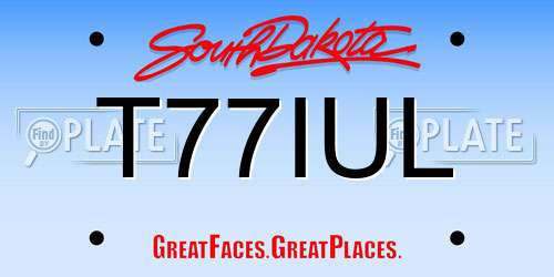 T77IUL South Dakota License Plate