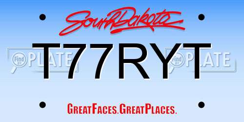 T77RYT South Dakota License Plate