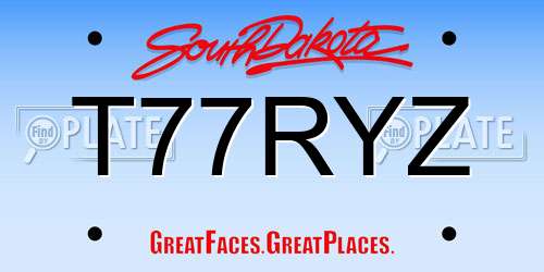 T77RYZ South Dakota License Plate