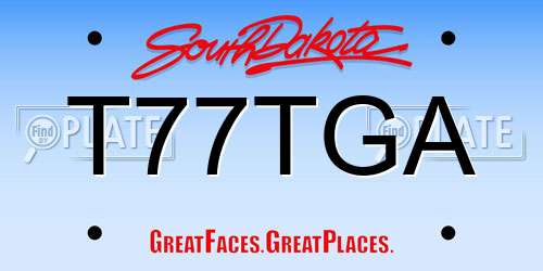 T77TGA South Dakota License Plate