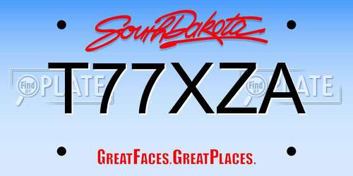 T77XZA South Dakota License Plate