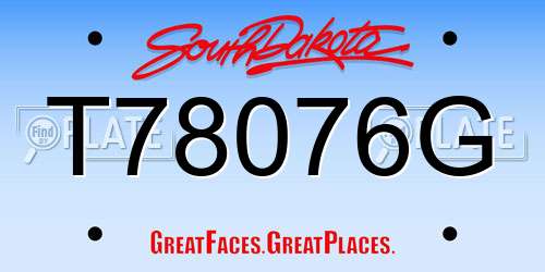 T78076G South Dakota License Plate