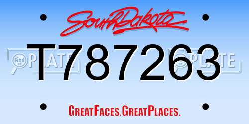 T787263 South Dakota License Plate
