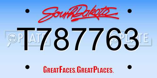 T787763 South Dakota License Plate