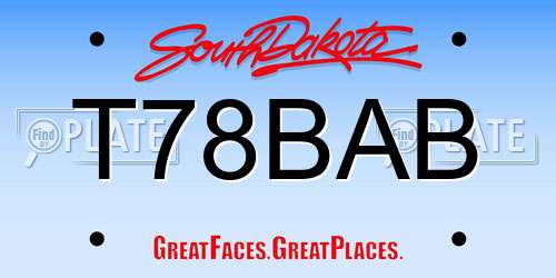 T78BAB South Dakota License Plate