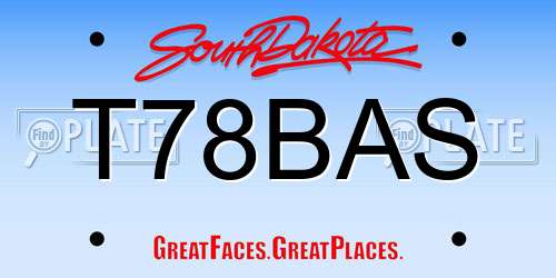 T78BAS South Dakota License Plate