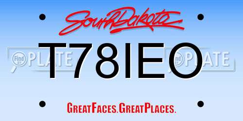 T78IEO South Dakota License Plate