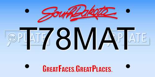 T78MAT South Dakota License Plate