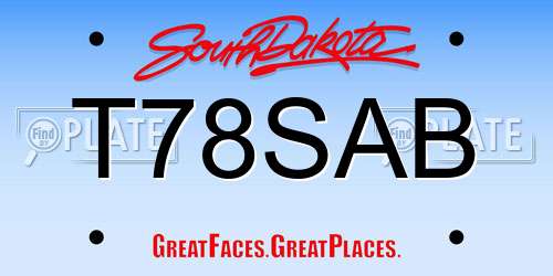 T78SAB South Dakota License Plate