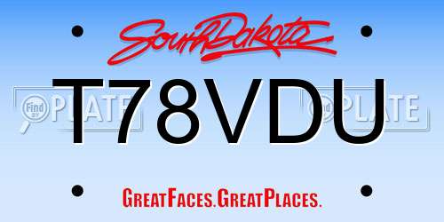 T78VDU South Dakota License Plate