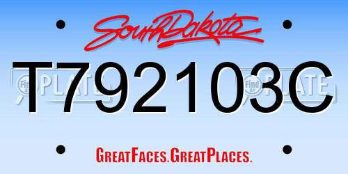 T792103C South Dakota License Plate