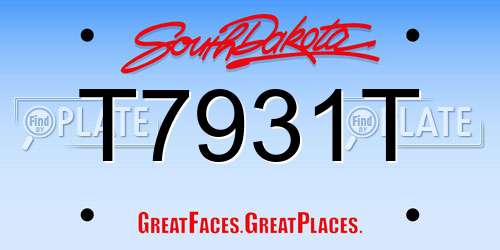 T7931T South Dakota License Plate