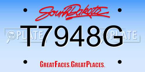 T7948G South Dakota License Plate