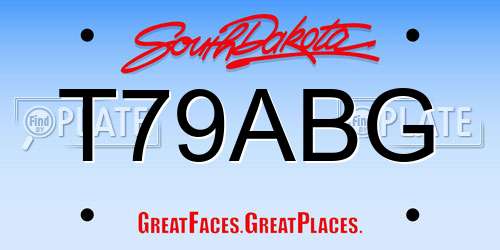 T79ABG South Dakota License Plate