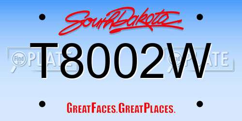 T8002W South Dakota License Plate