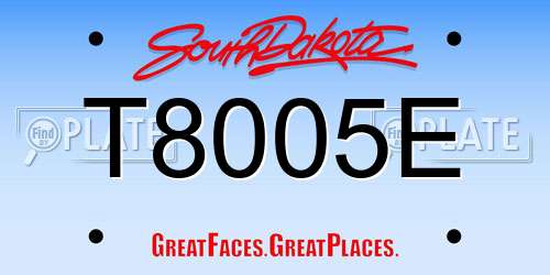 T8005E South Dakota License Plate