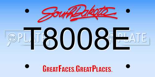 T8008E South Dakota License Plate