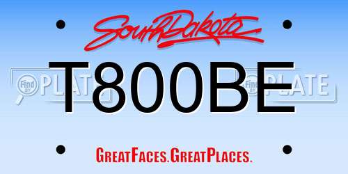 T800BE South Dakota License Plate