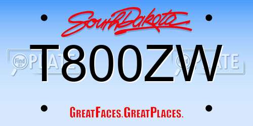 T800ZW South Dakota License Plate