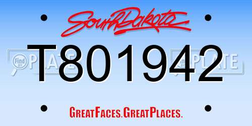 T801942 South Dakota License Plate