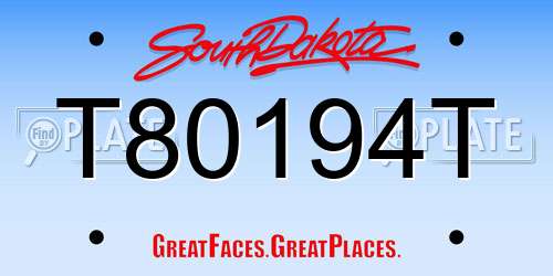T80194T South Dakota License Plate