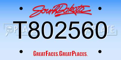 T802560 South Dakota License Plate