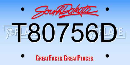 T80756D South Dakota License Plate