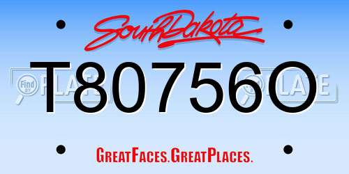 T80756O South Dakota License Plate