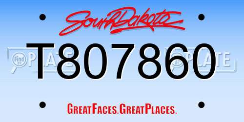 T807860 South Dakota License Plate
