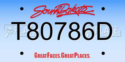 T80786D South Dakota License Plate