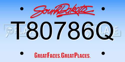 T80786Q South Dakota License Plate