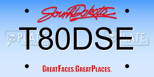 T80DSE South Dakota License Plate