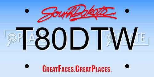 T80DTW South Dakota License Plate