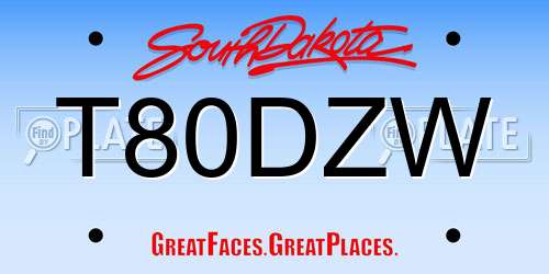 T80DZW South Dakota License Plate