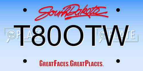 T80OTW South Dakota License Plate