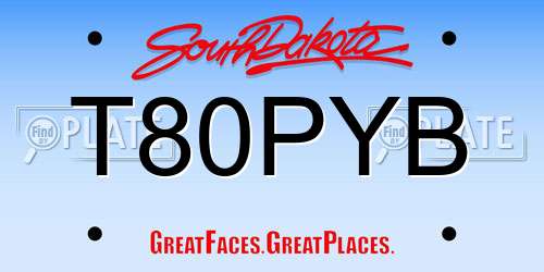 T80PYB South Dakota License Plate