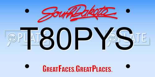T80PYS South Dakota License Plate