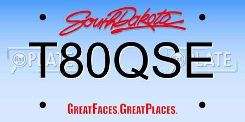 T80QSE South Dakota License Plate