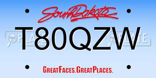 T80QZW South Dakota License Plate