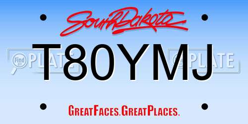 T80YMJ South Dakota License Plate