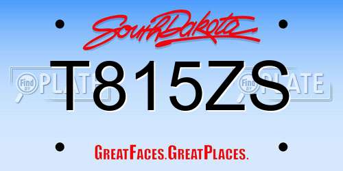 T815ZS South Dakota License Plate