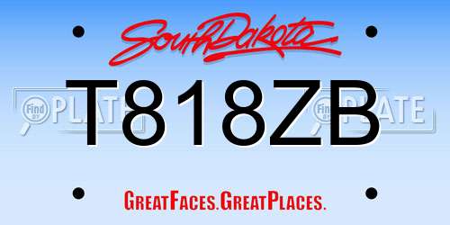 T818ZB South Dakota License Plate