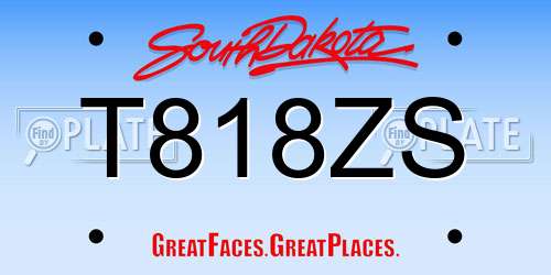 T818ZS South Dakota License Plate