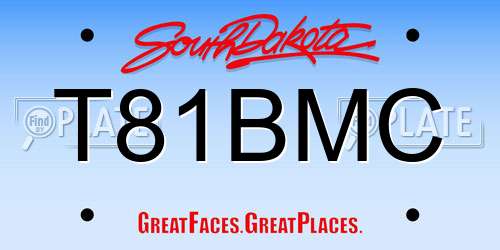 T81BMC South Dakota License Plate