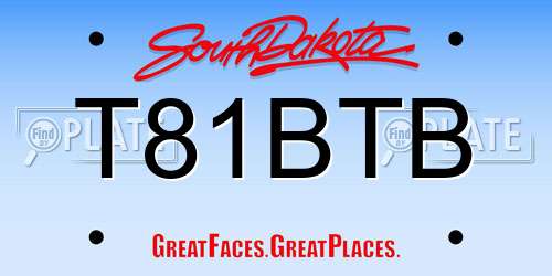 T81BTB South Dakota License Plate
