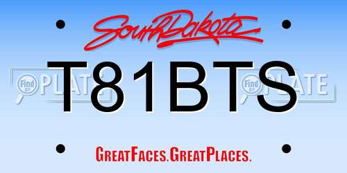 T81BTS South Dakota License Plate