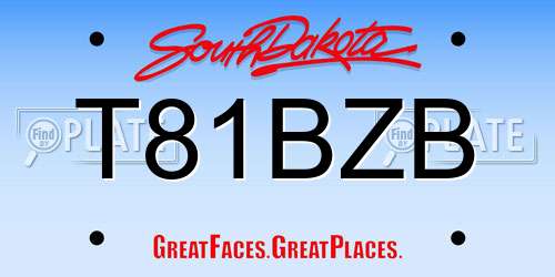 T81BZB South Dakota License Plate
