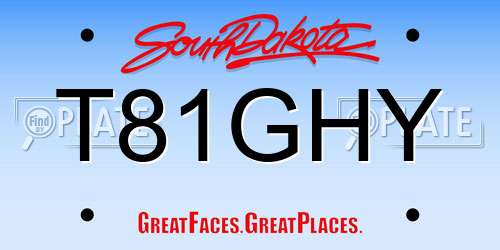 T81GHY South Dakota License Plate